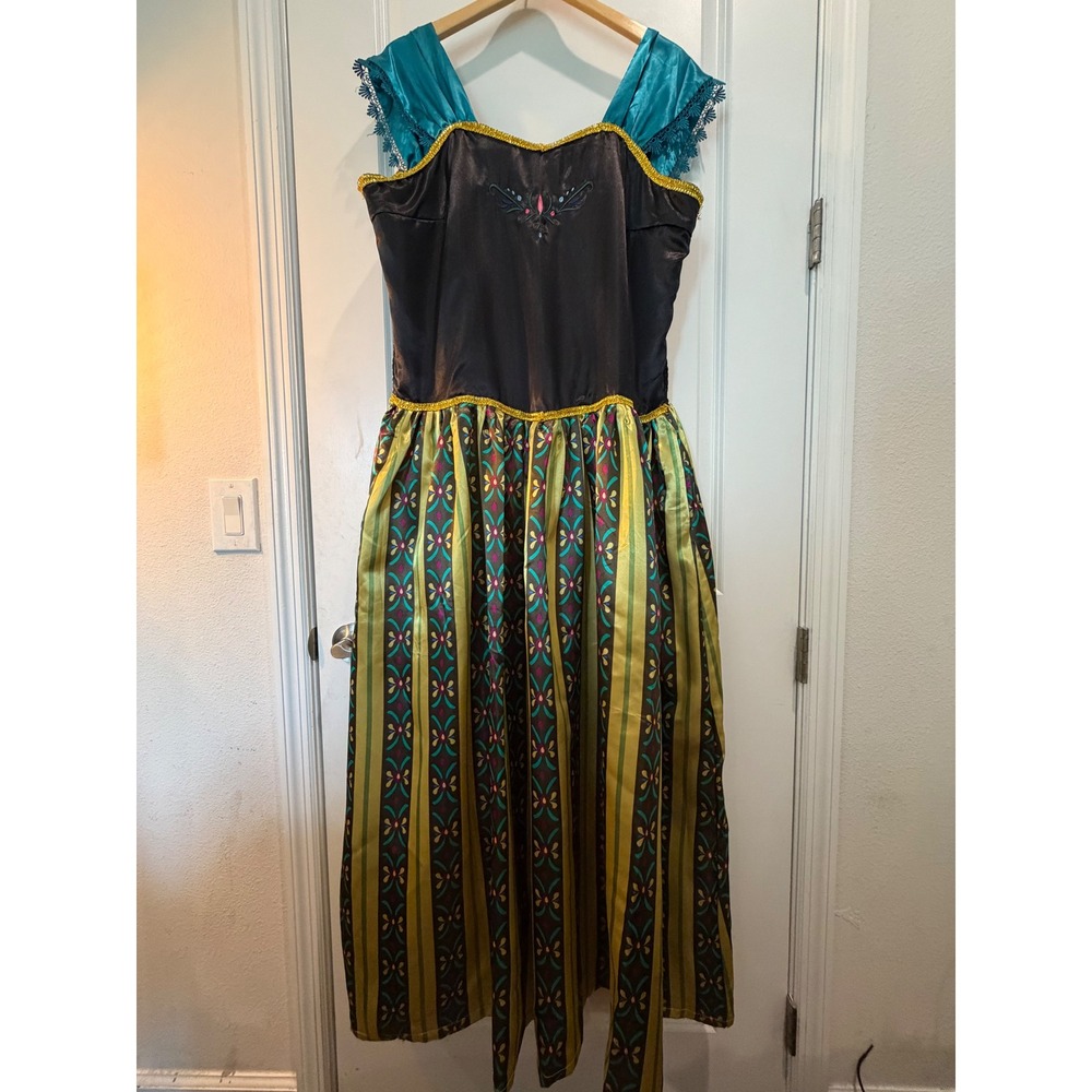 Cokos Novelty Anna Coronation Dress Costume Frozen Cosplay Women 3XL Black Green